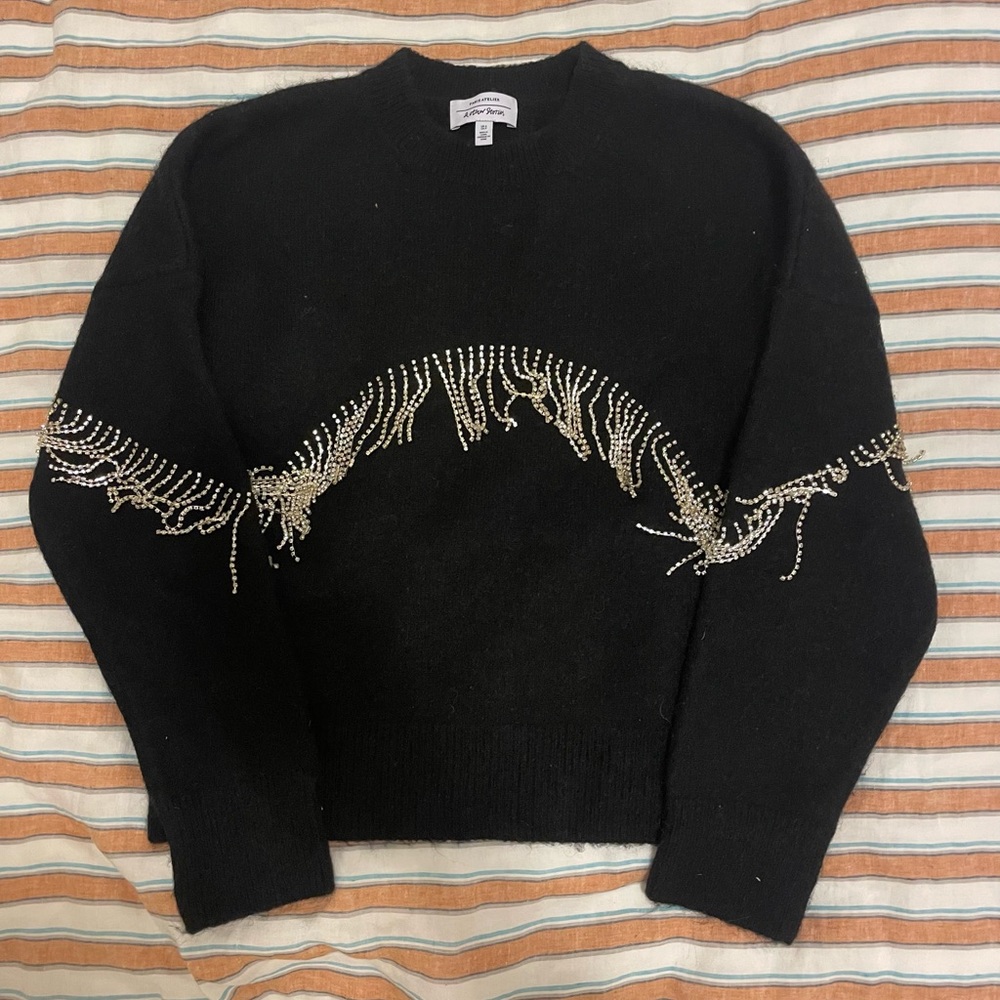 & Other Stories bedazzled western fringe sweater